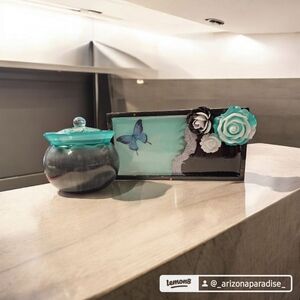 Decorative Butterfly Frame and Jar Set